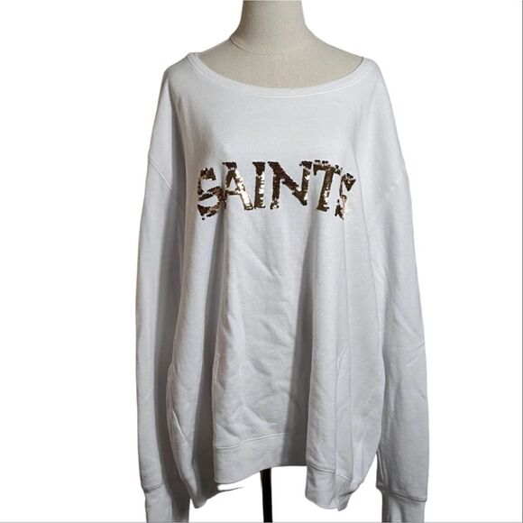 NFL New Orleans Saints White Sequin Sweatshirt - Picture 1 of 5